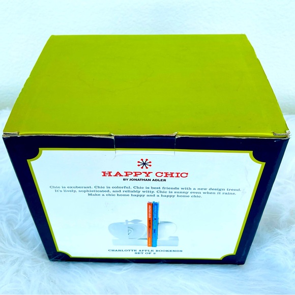 NEW! Happy Chic Jonathan Adler WHITE Apple Bookends NIB - Picture 10 of 17